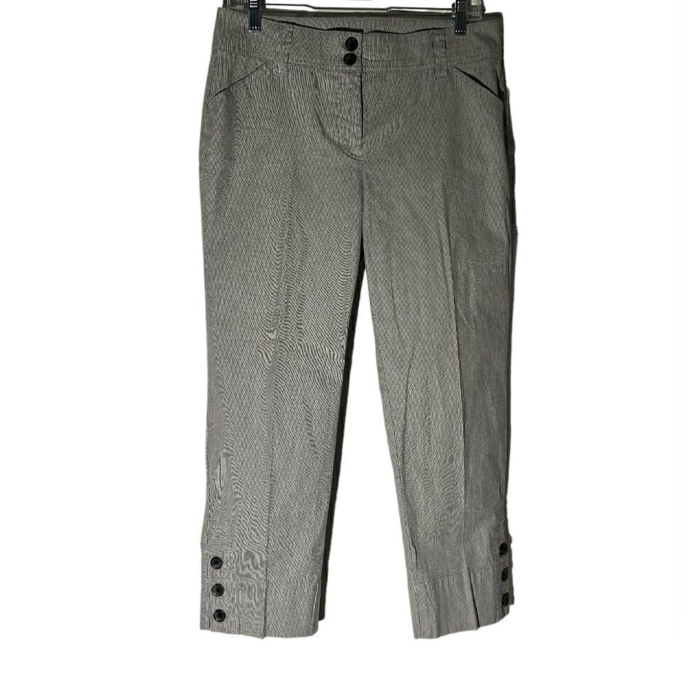 Charter Club Gray Pinstripe Cropped Cotton Blend Pants Size 8